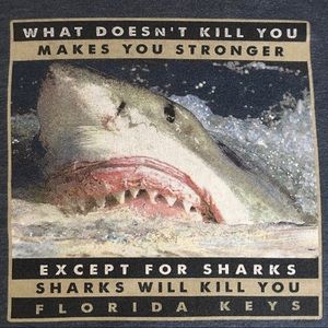 DUCK CO XL Graphic tee What Doesn’t kill you makes you stronger.  Sharks kill